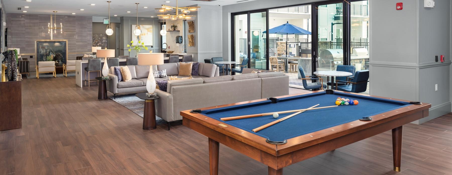 a pool table in a room