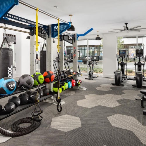 Cutting-edge amenities at your fingertips a large room with cardio and weight machines