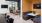 a room with a large tv and a table