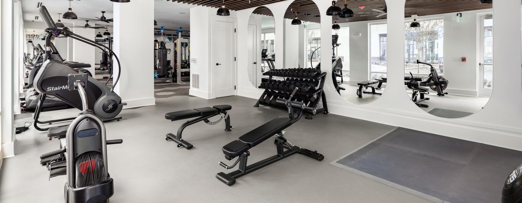 a gym with exercise equipment